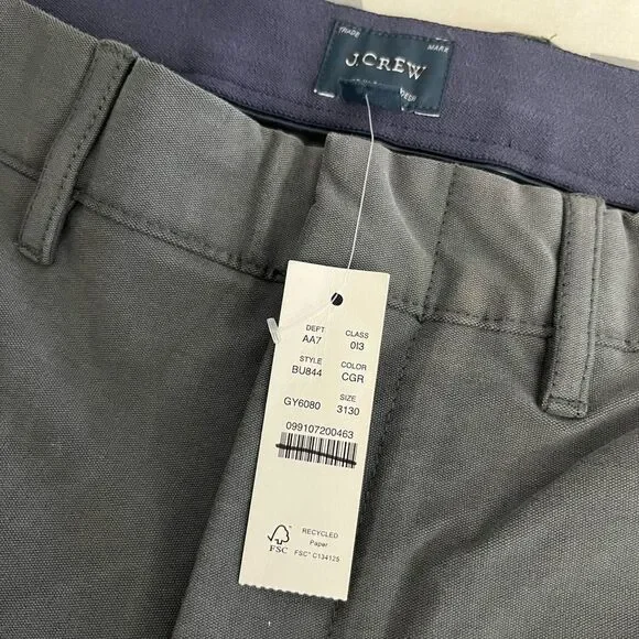 J.Crew 777 Straight-fit midweight tech pant NWT Size 31x30